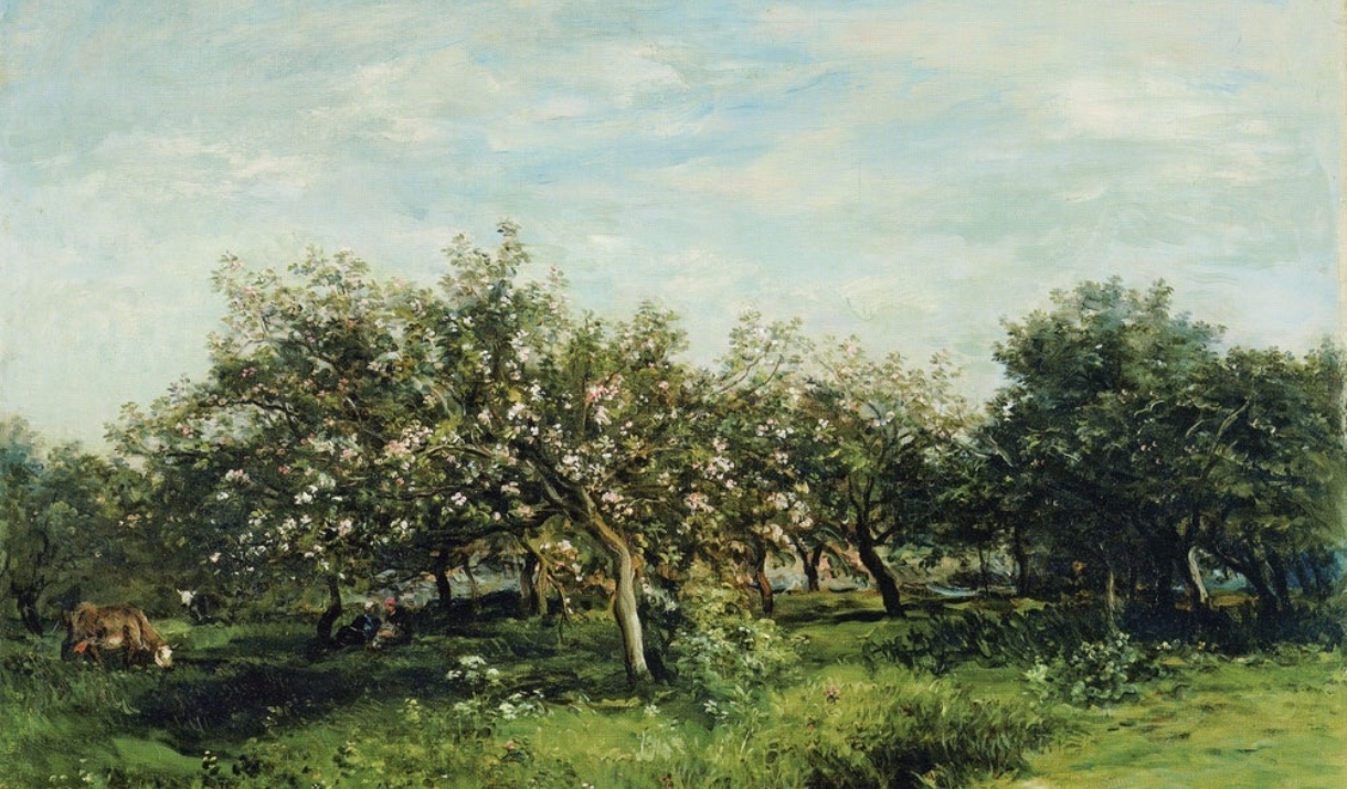 A painting of blossom trees