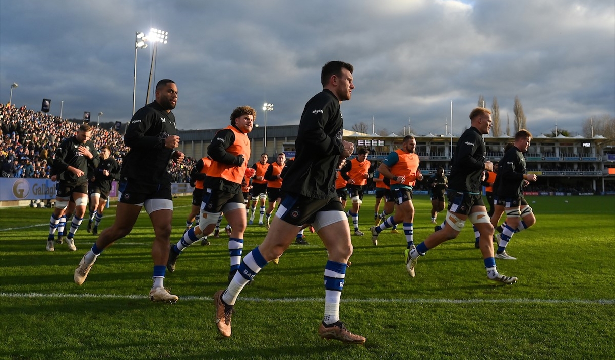 Bath Rugby during their pre-match warm-up.