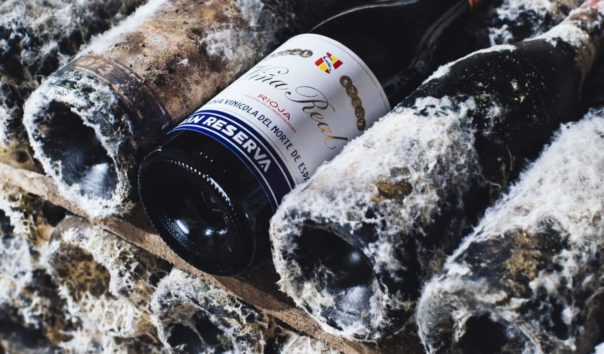 Bottles of Rioja on shelf