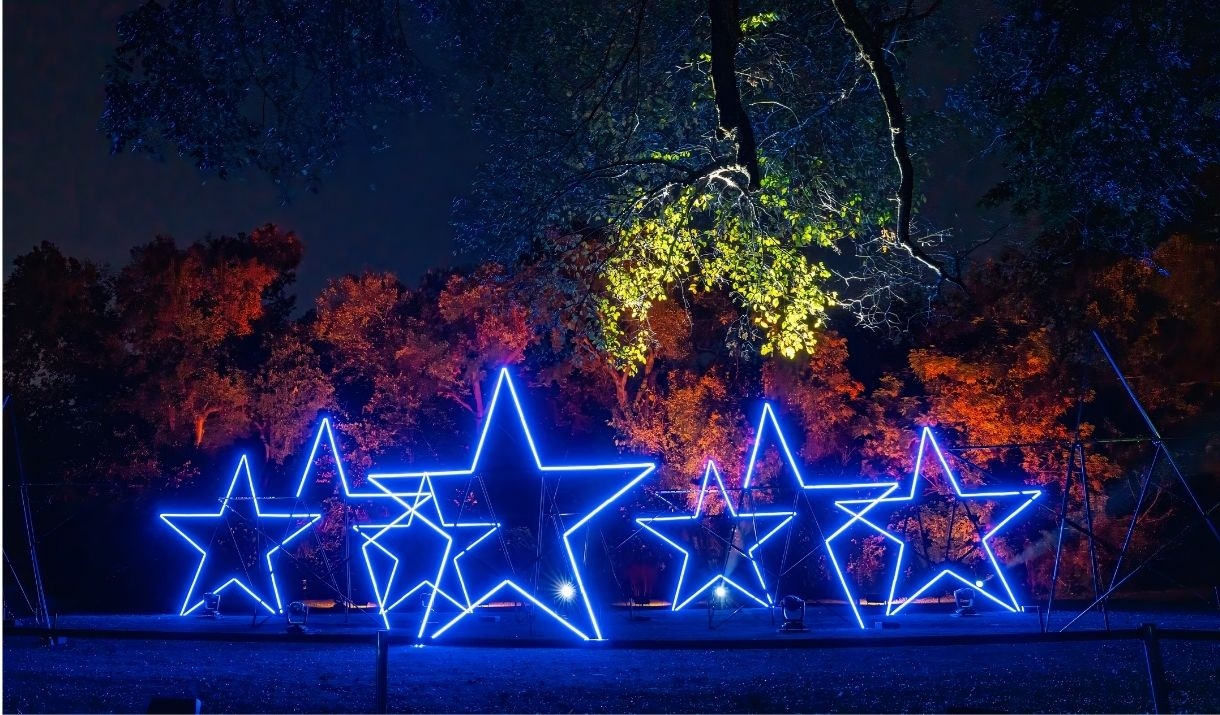 start lights in a field