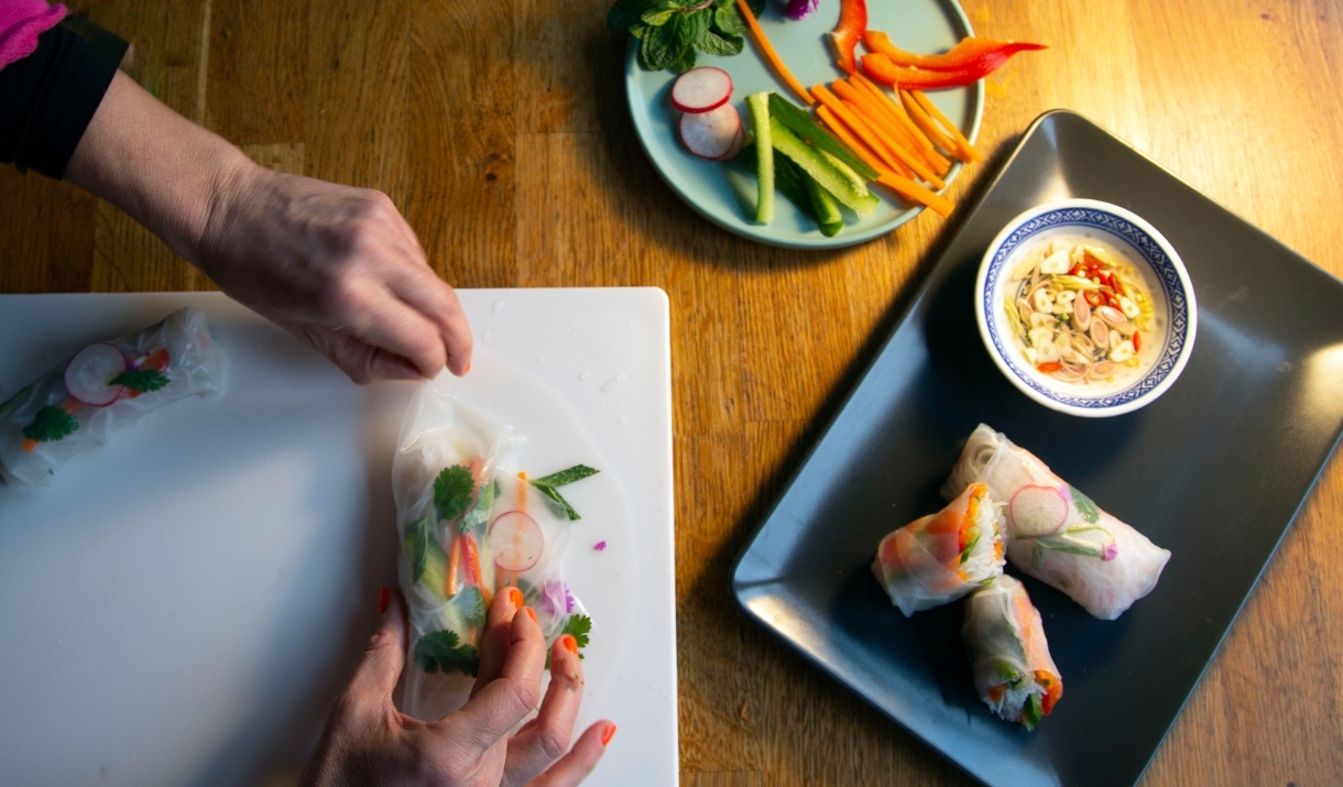 Making spring rolls
