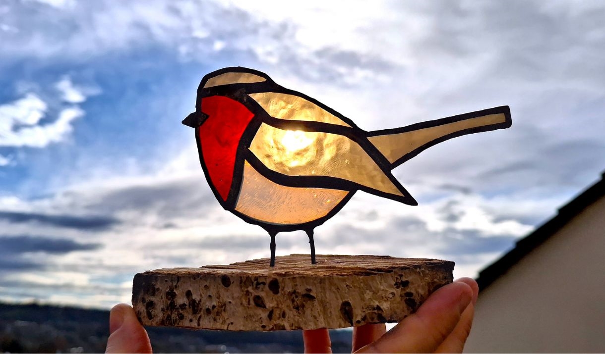 Stained Glass Christmas Robin
