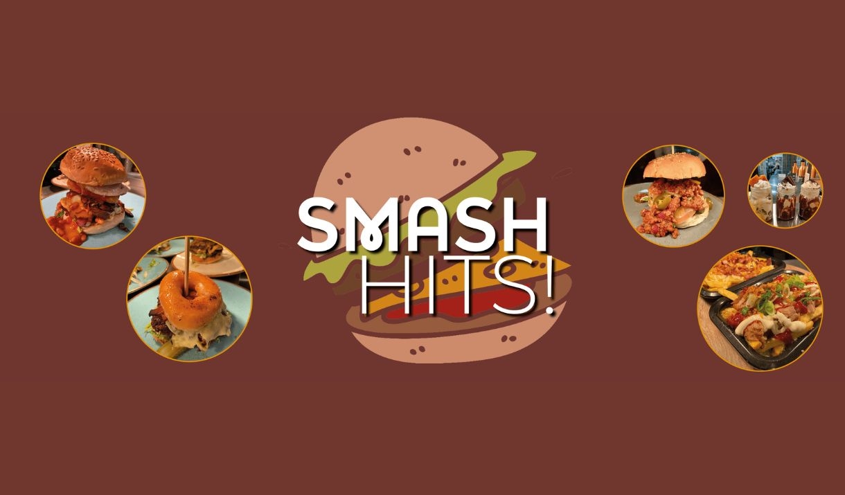 Smash Hits! with a burger in the background