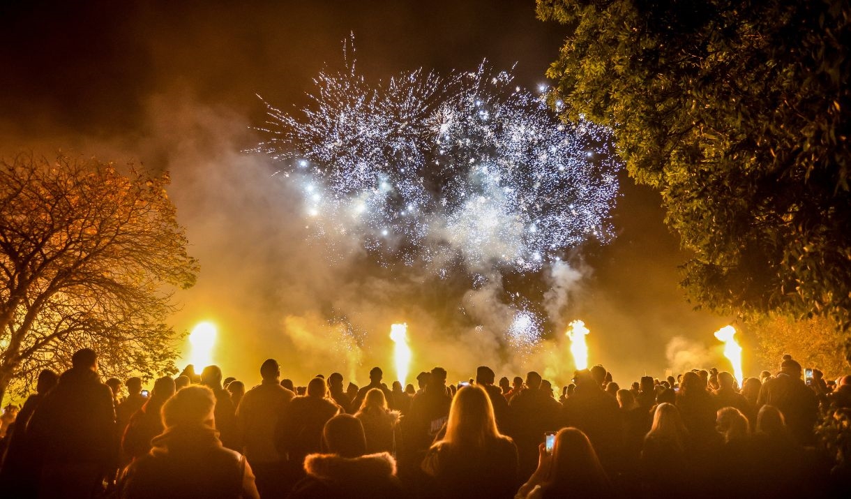 Crowd watching fireworks