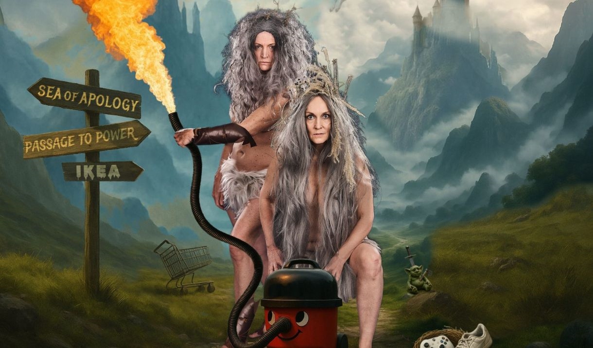 Game of Crones, A&E comedy dressed as old crones armed with a hoover