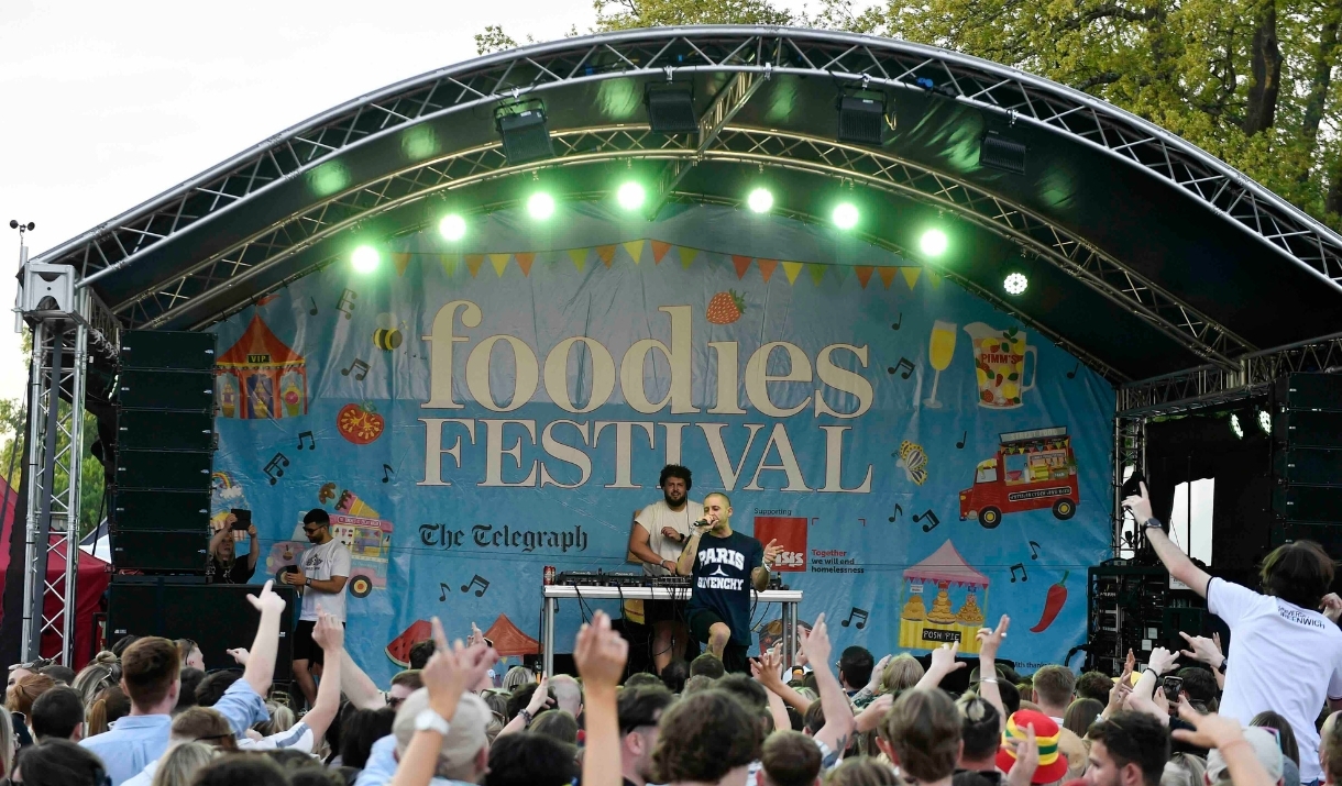 An image of the stage at Foodies Festival. 
