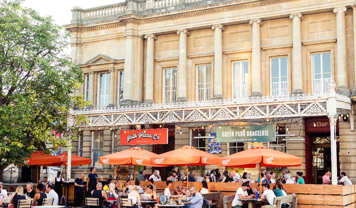 Exterior of the Green Park Brasserie restaurant in Bath