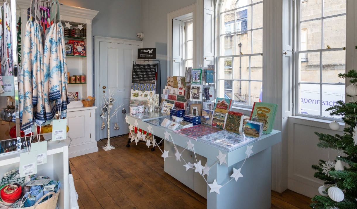 Interior shot of the gift shop and its items