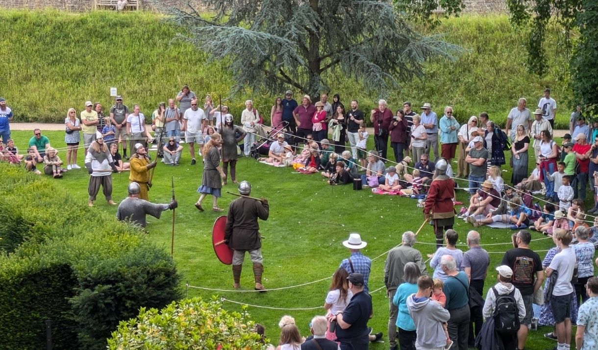 An image of the Viking re-enactment at The Bishop's Palace for History Alive.