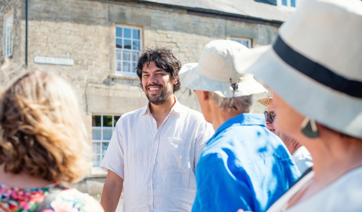 Tour group with guide