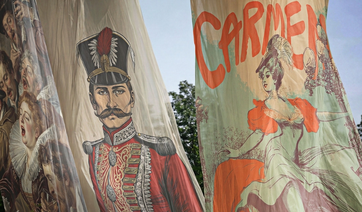 A creative advertising If Opera's 2026 season at Church Farm in Trowbridge, near Bath.