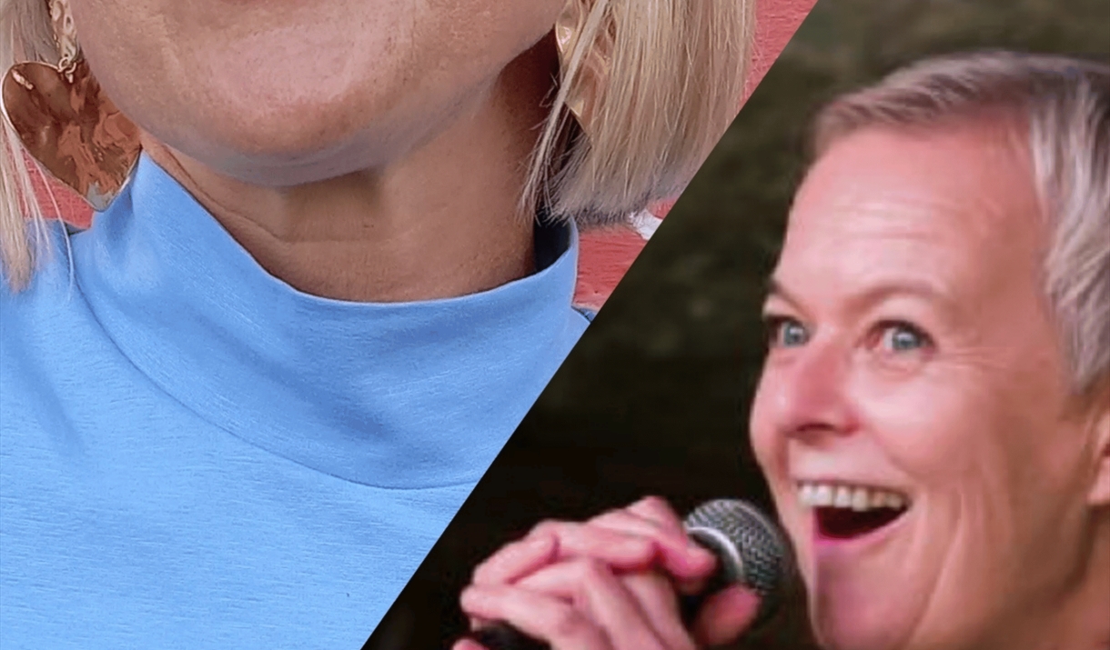 Two women performers. Sparkfest logo in top corner