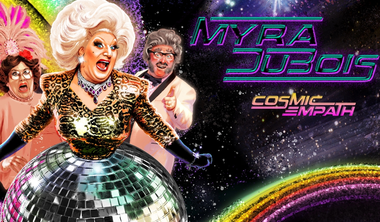 A poster advertising a Myra DuBois show at Komedia Bath
