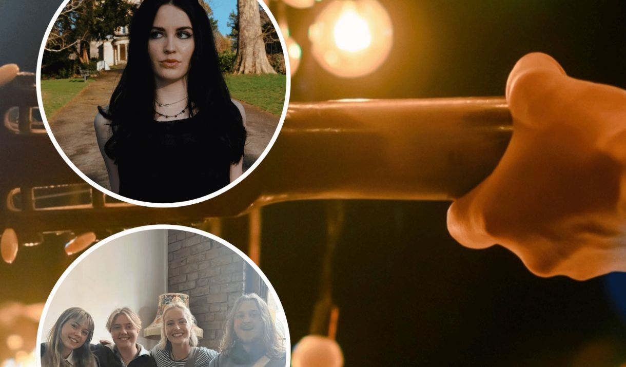 Various images representing musicians and music. Sparkfest logo in top corner