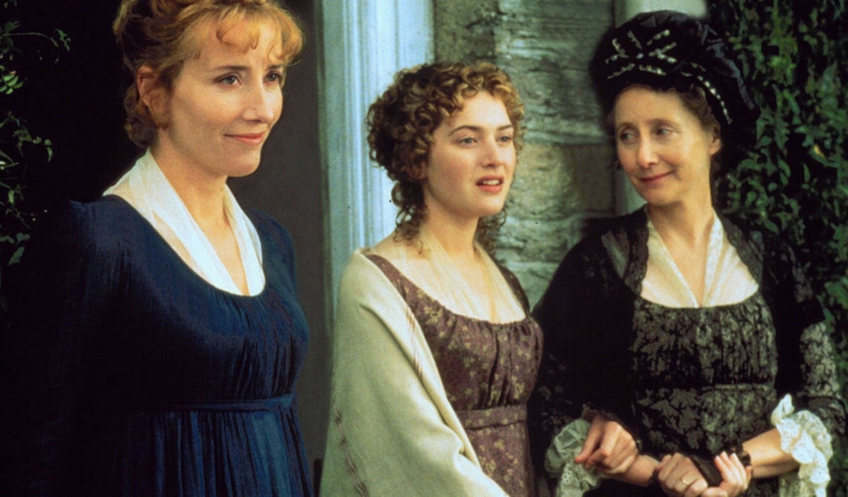 A screenshot from Sense & Sensibility (1995) starring Emma Thompson, Kate Winslet, and Gemma Jones. 
