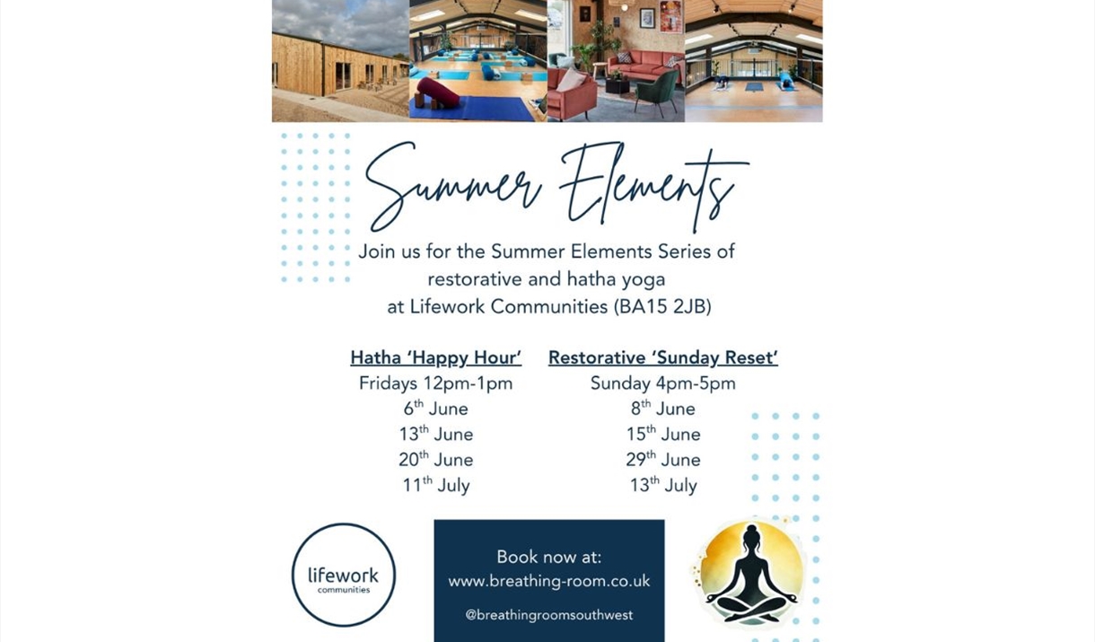 Flyer of Summer Elements Restorative Yoga Series