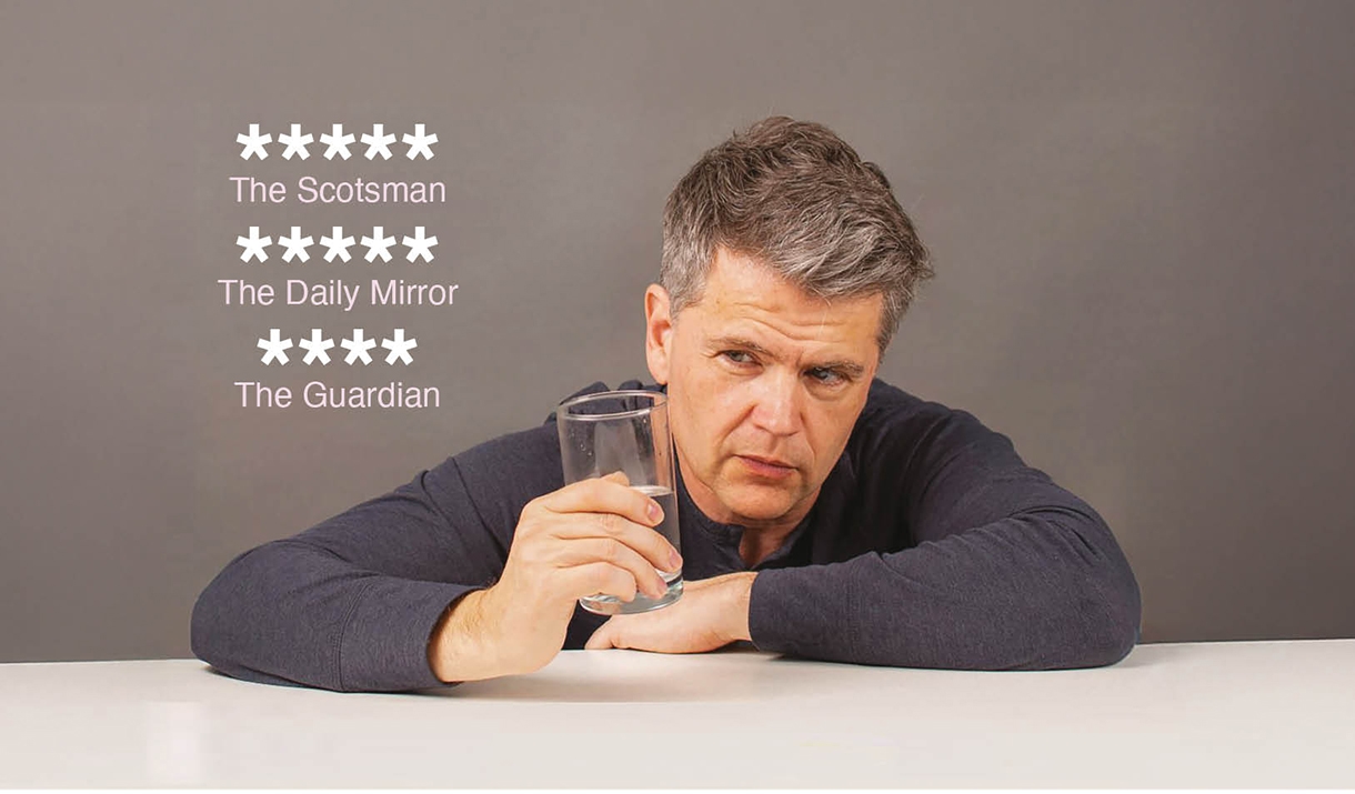 Photo of comedian Trevor Lock with 4 and 5 star media reviews