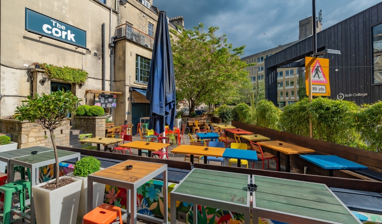 Beer garden at The Cork