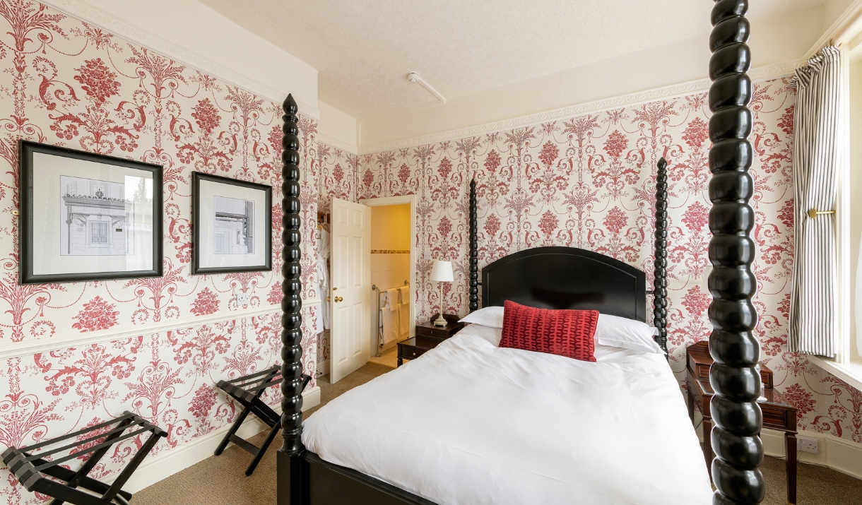 A four poster bedroom at The Royal Hotel Bath