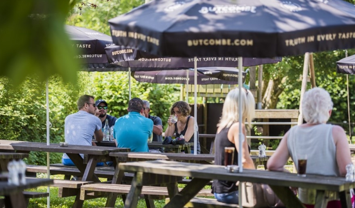 People sat in beer garden