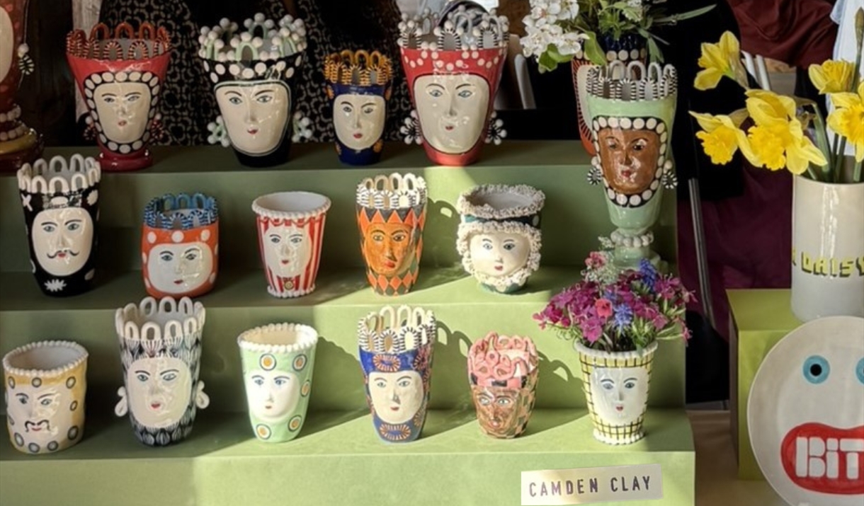 Handmade ceramic pots displayed at our last spring market