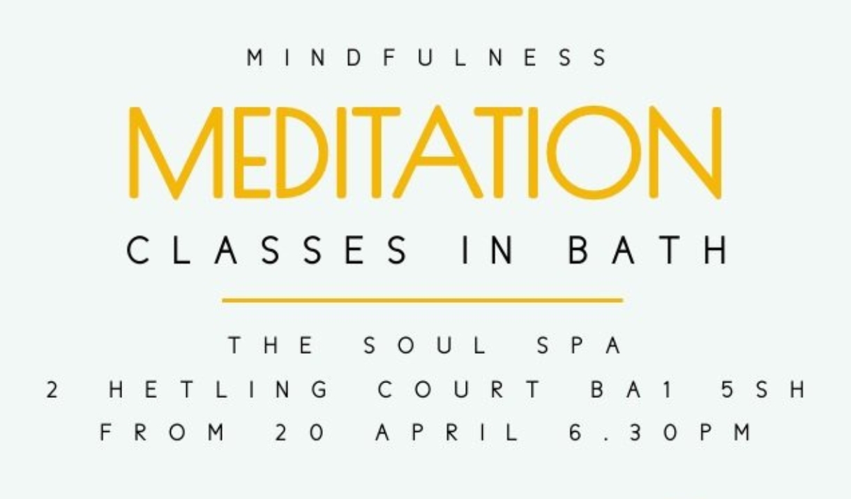 Leaflet detailing 45 minute meditation sessions at The Soul Spa in Bath. Come along!