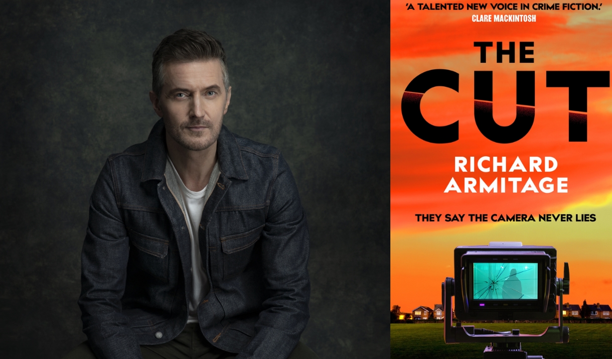 Richard Armitage next to his book