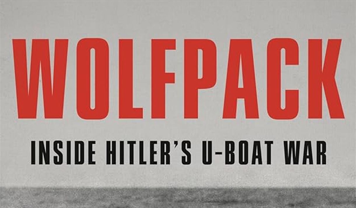 A black and white image of the ocean, with the words: WOLFPACK: INSIDE HITLER'S U-BOAT WAR