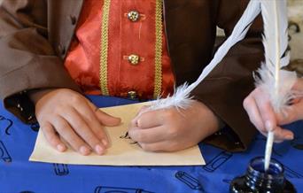 Poetry writing with a quill