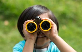 Boy looking through binoculars