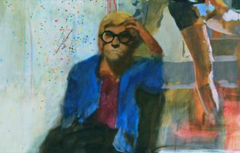 Portrait of David Hockney in a Hollywood Spanish Interior, 1965, Peter Blake. © Peter Blake. All rights reserved, DACS 2024. Photo Tate.