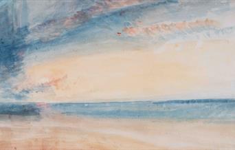 Red and blue sunset sky over the sea, c.1835, watercolour, IA32. Private Collection, photography © David Kirkham Fisheye.