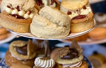 Scones and cake display