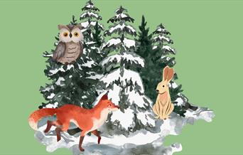 Owl, Fox and Hare in Woodland