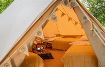 Bell tent and beds