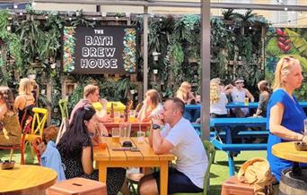 Peope in beer garden