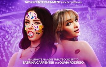 A poster showing 2gilrs dressed as Olivia Rodrigo and Sebrina Carpenter with the test bitter sweet.
