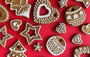 Christmas spiced biscuits with decoration