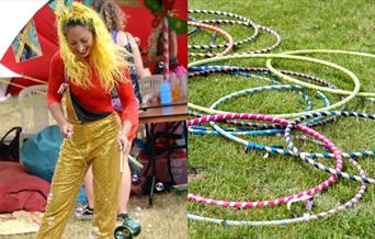 Woman using circus equiptment