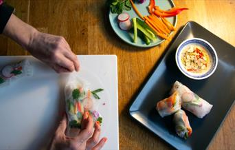 Making spring rolls