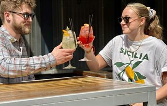 People in pub garden