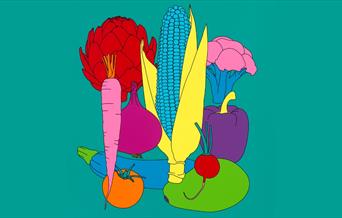 A stylised illustration of various vegetables