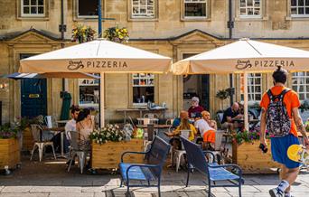 Exterior of the Dough restaurant on Kinsgmead Square in Bath