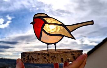 Stained Glass Christmas Robin