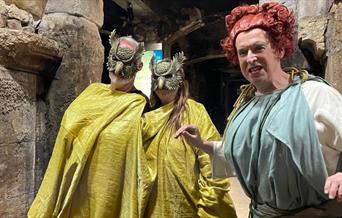 Actors in costume at the Roman Baths