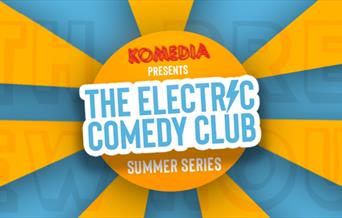 a colourful Electric Comedy Club banner
