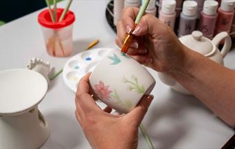 Flowers painted on mug