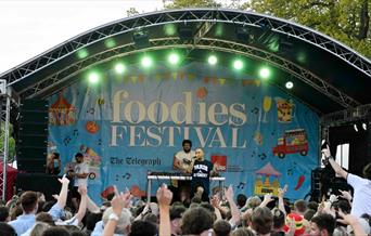 An image of the stage at Foodies Festival. 
