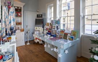Interior shot of the gift shop and its items