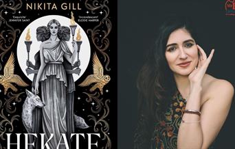 Nikita Gill and the cover of her book